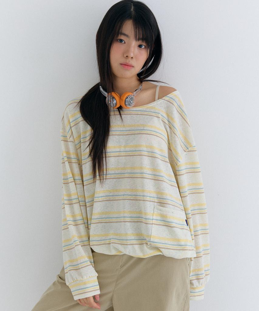 Желтая футболка с длинным рукавом Peulleoti Stripe Comfort
