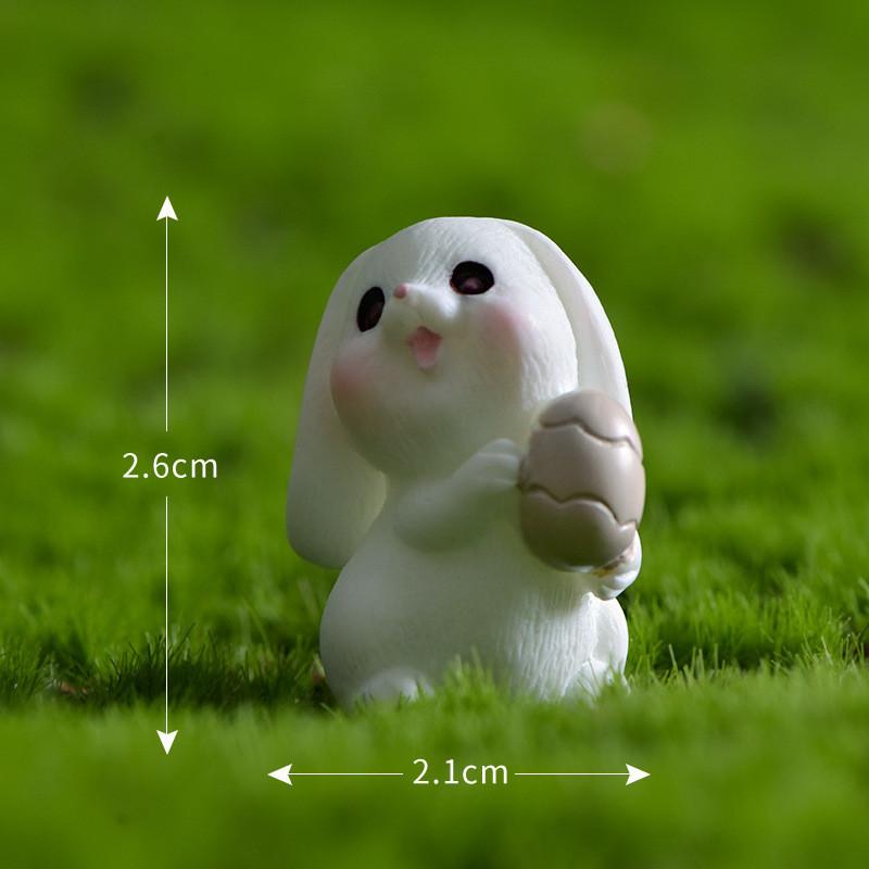 Cute Resin White Rabbit Ornament Enchanting Garden Miniature Decor Piece