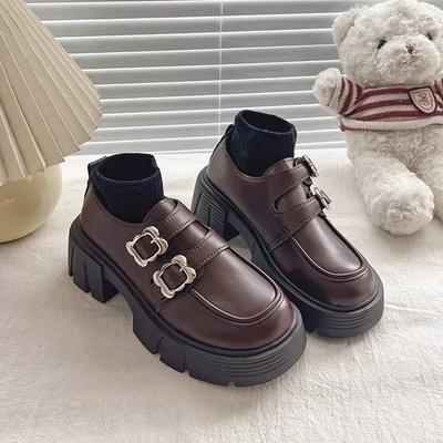 Женская обувь 2024 Бренд Лоферы Женские туфли на высоком каблуке Пряжка-ремень Офис и Карьера Горячая Распродажа Слипоны Однотонные Туфли на платформе