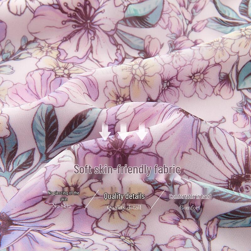 Платье из шифона с принтом 'Blossom Radiance', V-образный вырез, с поясом, асимметричный подол