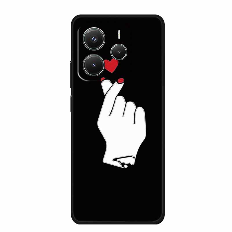 3D Emboss Case For Xiaomi Redmi Note 14 Phone Case Flowers Black Silicone Soft Back Cover Coque For Redmi Note 14 5G Global Case
