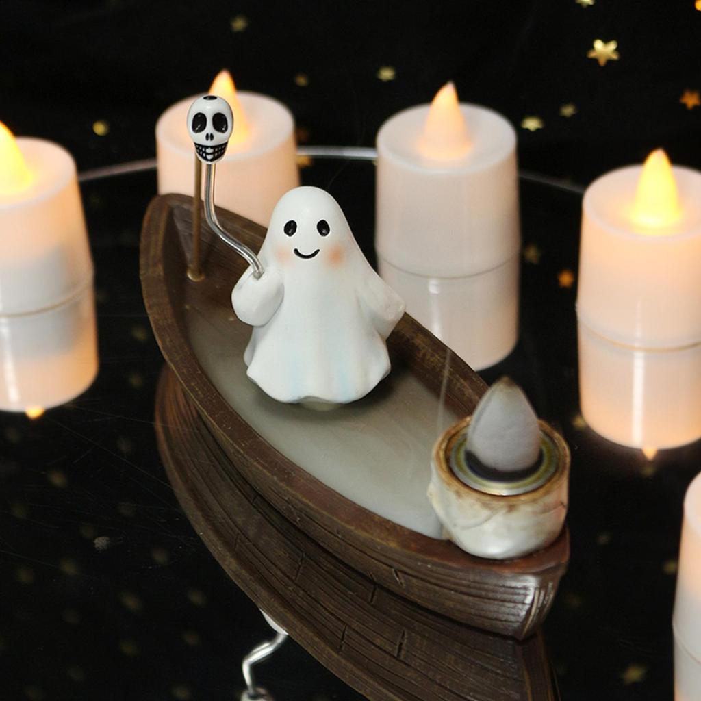 Incense Holder Ghost Incense Cone Holder Gothic Censer Ornaments Zen Meditation Decor for Bedroom Living Room Hotel Apartment
