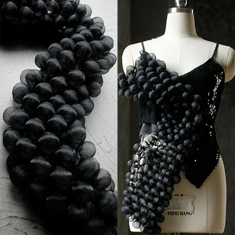 85x16 см Ткань из пузырчатой пряжи с термофиксацией Прозрачная 3D-кружевная ткань для модных дизайнеров DIY Шитье Свадебное платье Одежда Принадлежности