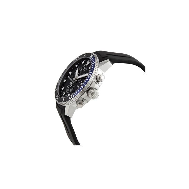 Tissot Коллекция Starfish Кварцевый механизм Мужские часы Часы 45,5 мм Черный циферблат Корпус из нержавеющей стали T120.417.17.051.02