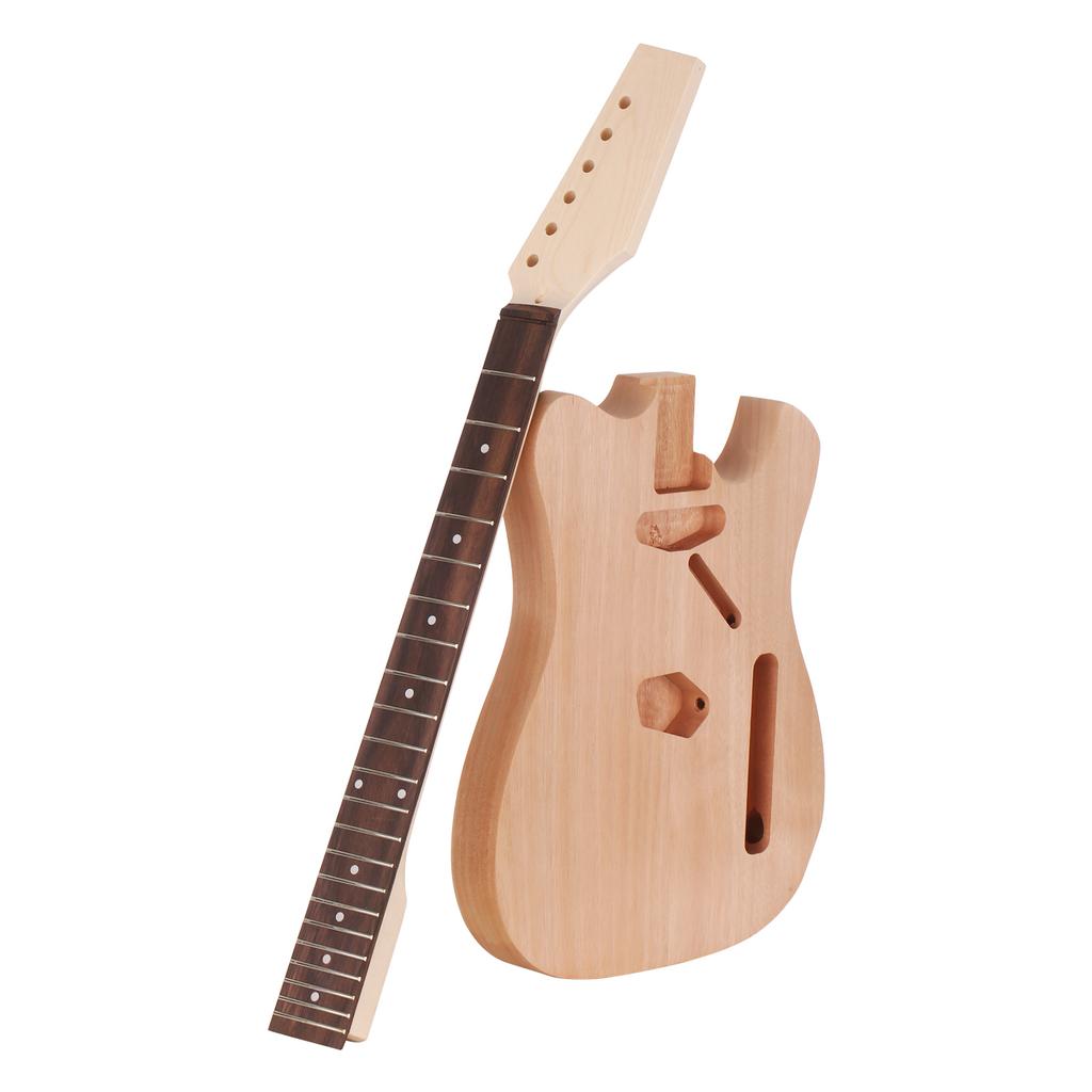 Незаконченная электрогитара DIY Kit Корпус из красного дерева, клен, гриф, накладка на гриф из палисандра