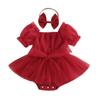 Summer Infant Qizlar uchun Kundalik Bodysuit Libos Qisqa Yengli Kamon Tulli Bosh Bandi Rojdestvo Kiyimi