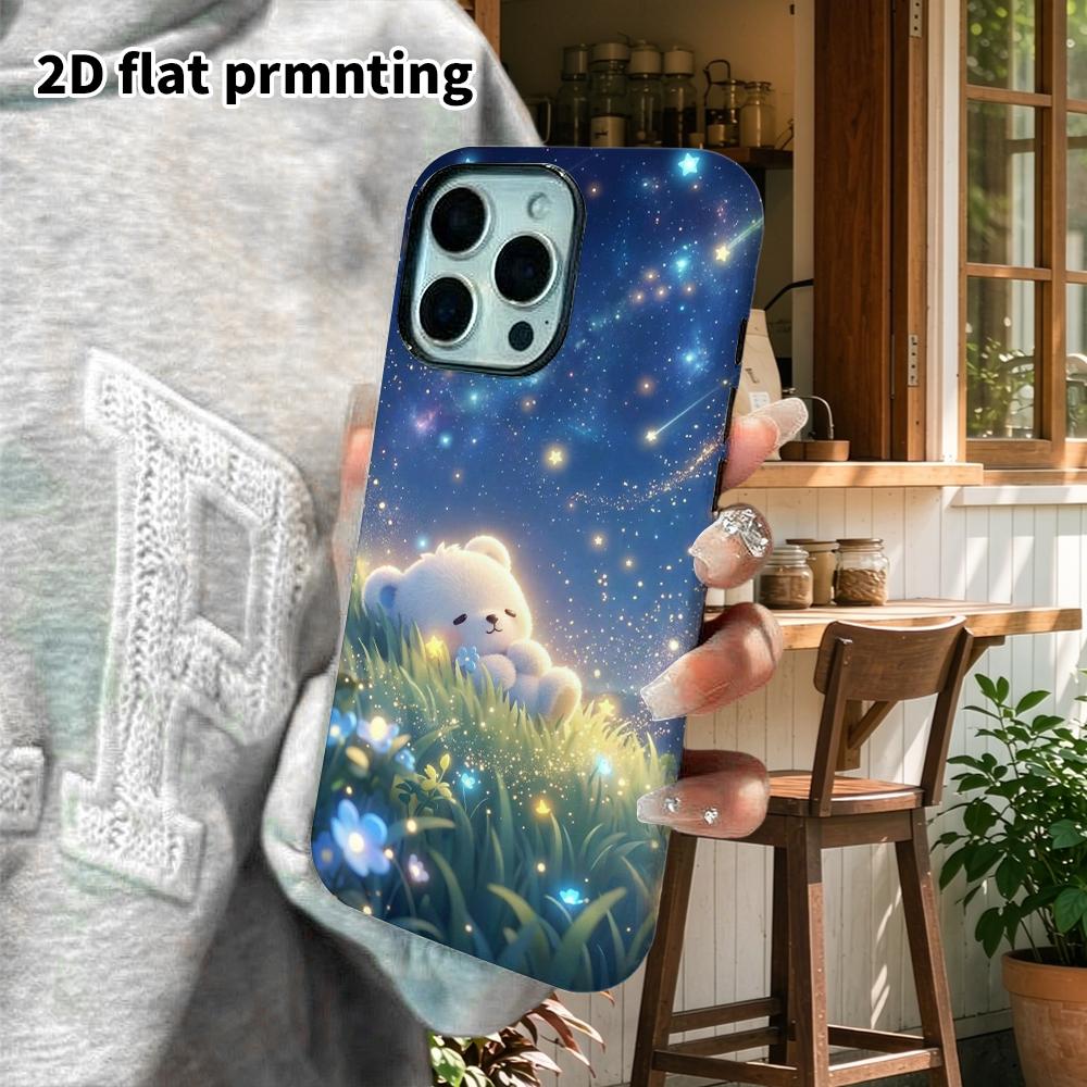 Phone Case: 2D flat design suitable for iPhone 18, 17, 16, 15, 14, 13 Pro film protective case, couple style, starry sky and grassland, Christmas and
