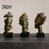 Talos Набор из 3 абстрактных молчаливых статуэток-фигур, Минималистичный арт-декор для стола с позами «Палец к губам», «Закрытые глаза» и «Подбородок на руке», Статуэтки из смолы для гостиной