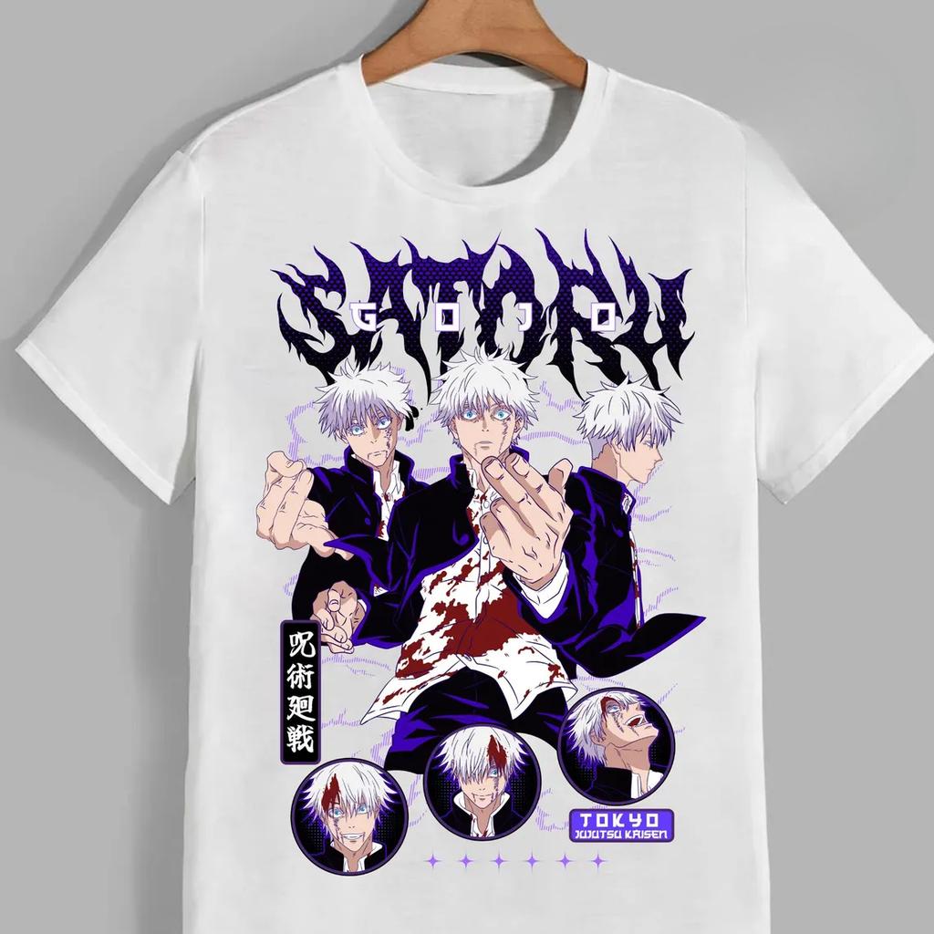 Gojo Satoru T Shirt Jujutsu Kaisen Anime Manga Shirt Anime Graphic Sweatshirt Gifts Dojo Shirt Gojo Vs Sukuna Loose Short Sleeve