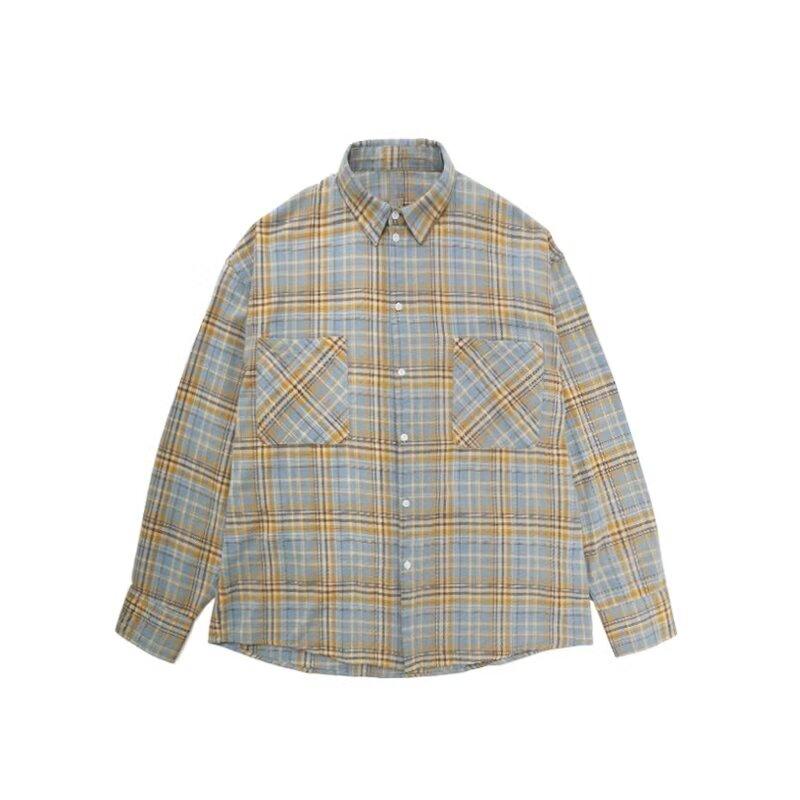 Shirt Long Sleeve Boys Spring New American Style Loose Lapel Plaid Shirt Vintage Trendy Casual Easy Matching Coat