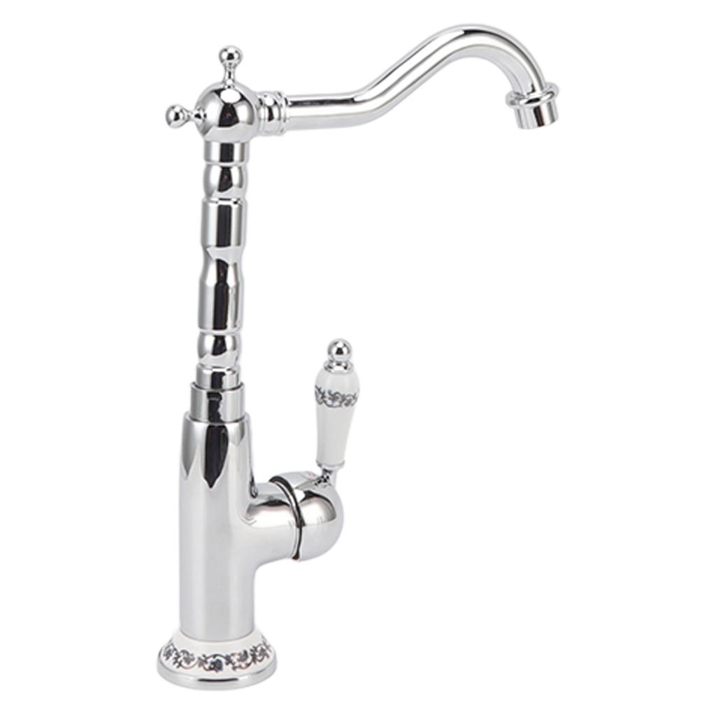 Водопроводный кран для ванной комнаты в стиле ретро, европейский стиль, латунь, гальваническое покрытие, с длинным изгибом шланга, смеситель для горячей и холодной воды