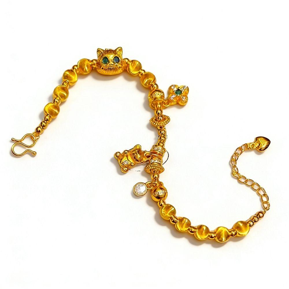 Elegant Enamel Gold Lucky Bead Hand Chain Sand Gold Granulation Dumpy Elephant Bracelet  Banquet