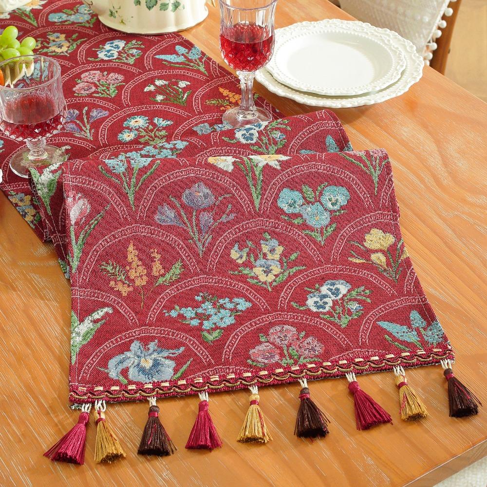 Новая американская ретро скатерть-дорожка 33x183 см Полиэстер Чехол от пыли на стол Пасторальный стиль Цветочный чехол на сервант Домашний декор