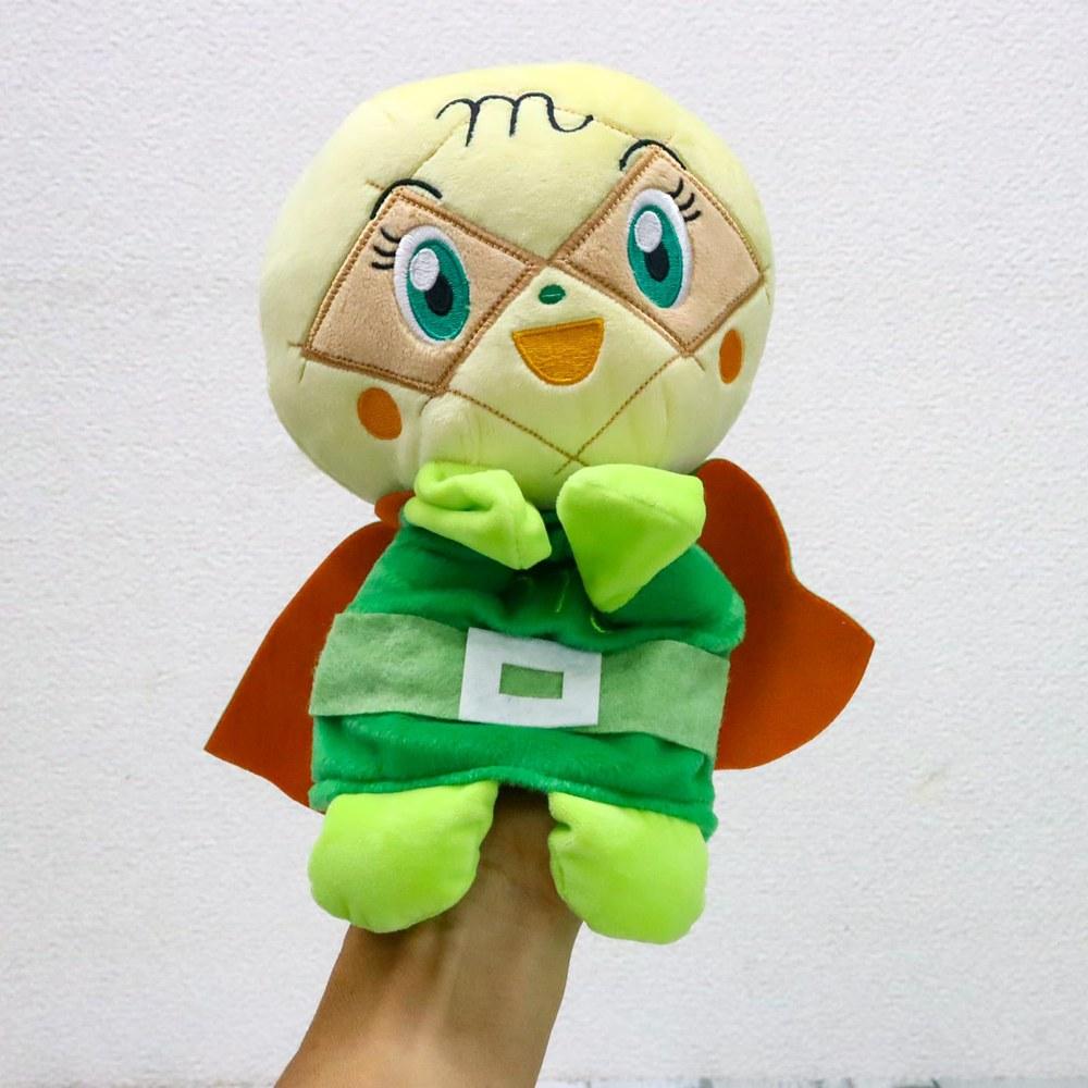 Yoshitoku Melonpan-chan Hand Puppet 28cm Soft Plush Doll Blue Ribbons Gift Wrapping Bag Included