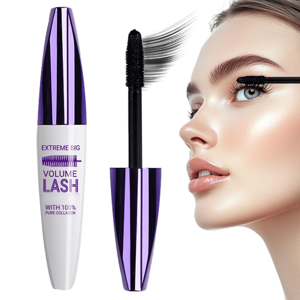 Colorful Colossal Bubble Washable Mascara,7D Waterproof Mascara, Long-Lasting & Buildable Volume, Natural Length Smudge-Proof (Blue)