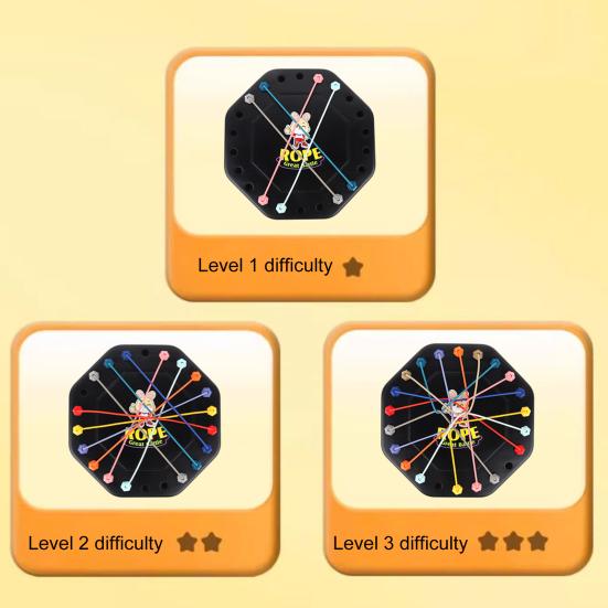 1 Set Kids Rope Untangling Game Twisted Rope Knots Challenge Board Game Logic Thinking Interactive Educational Elastic Rope Unhitching Toy