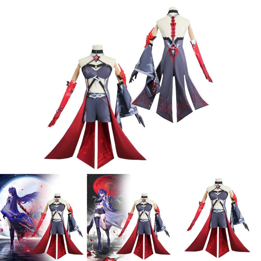 Яркий желто-красный костюм для косплея для игровых энтузиастов с париком