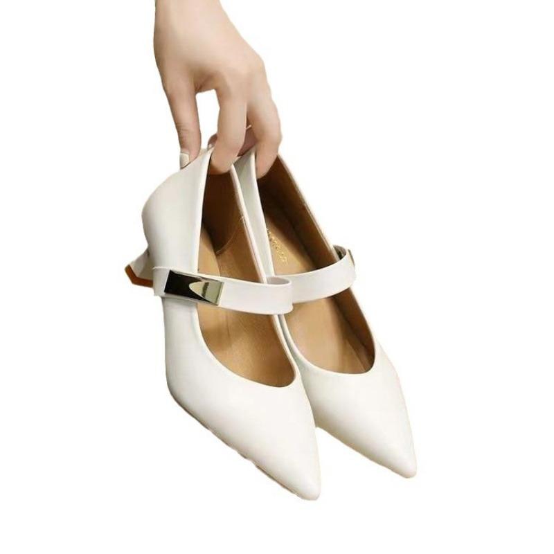 Модные металлические декоративные женские туфли новые острые тонкие каблуки темпераментные женские туфли неглубокие одинарные туфли для женщин