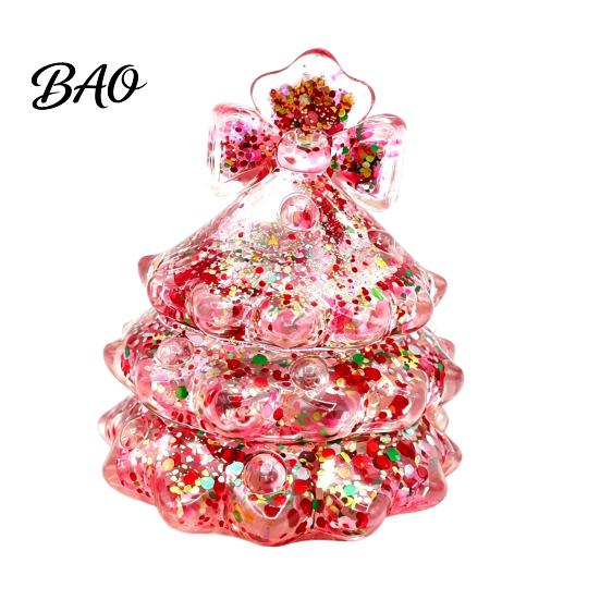 Tear Resistant Christmas Tree Toy Glitter Squeeze Toy, Xmas Sensory for Stress Relief, Relief Slow Rise Mini Fidget Holiday Gift Kids Adults