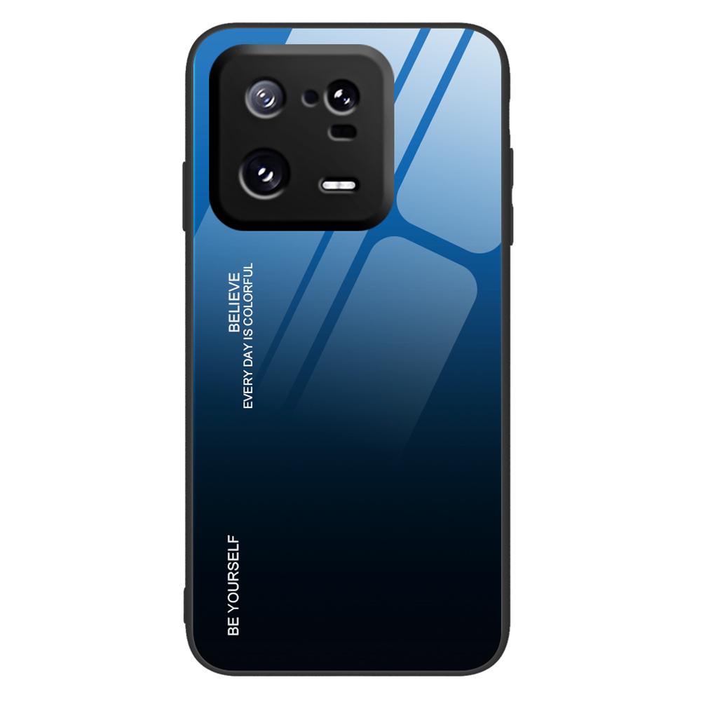 For Xiaomi 13 5G Gradient Color Tempered Glass Phone Case PC+TPU Fall Prevention Protective Cover