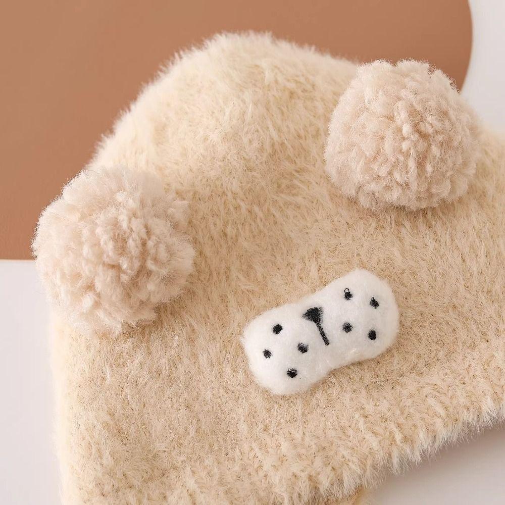 Double Pom Pom Kids Knit Hat Ear Protection Pom Pom Hat Cartoon Baby Winter Hat for Babies
