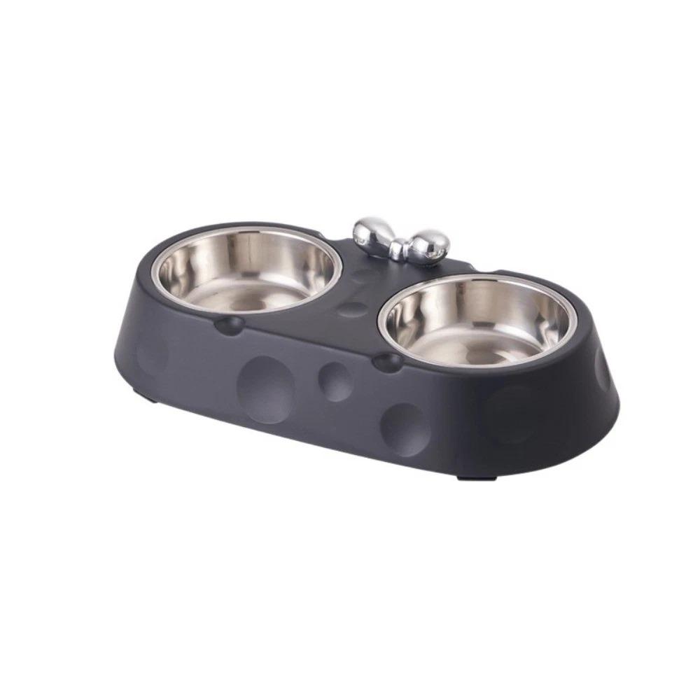 Double Bowl Puppy Food Feeder Cheese Shaped Kitten Feeding Bowl Pet Drinking Dish  Pet Supplies
