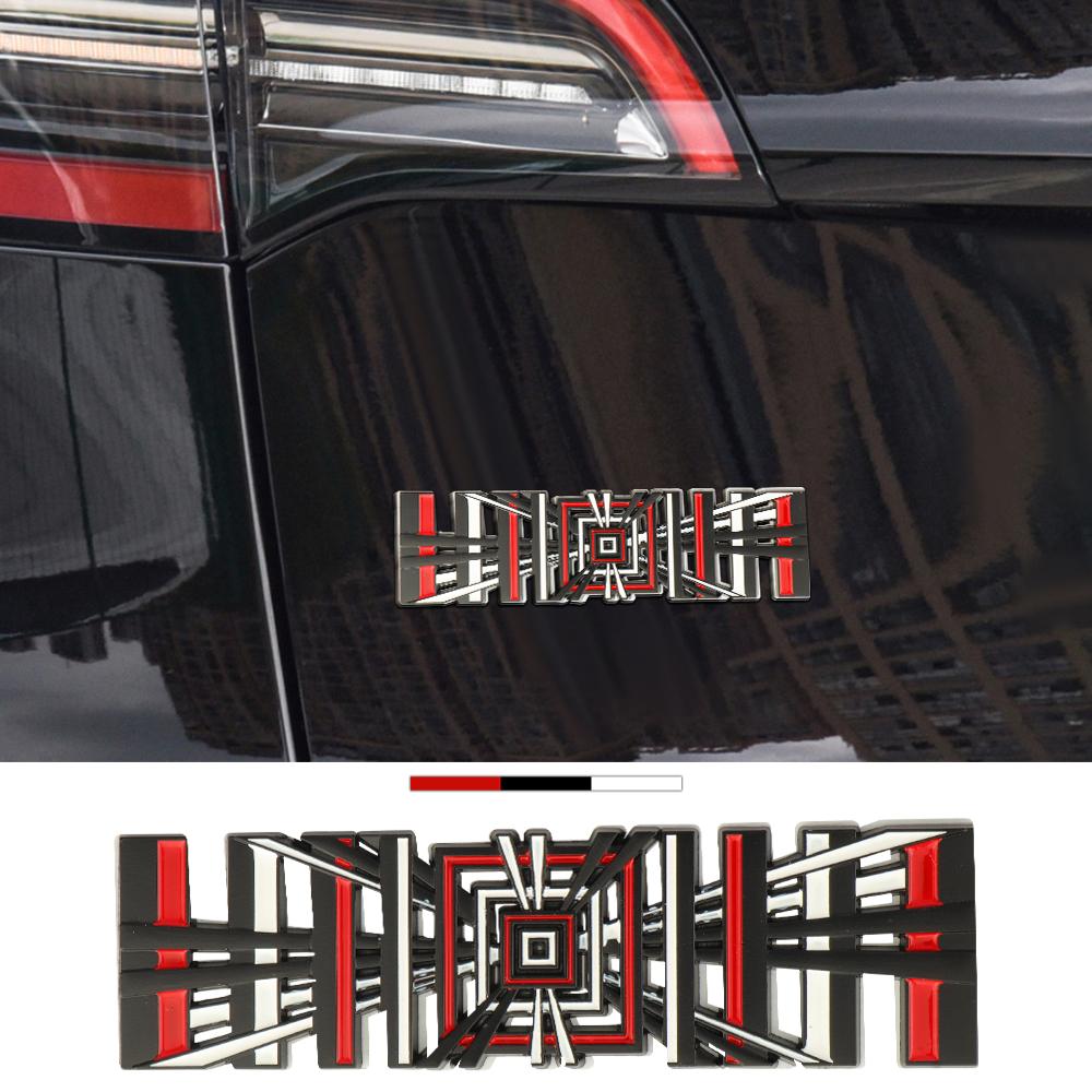 TDMC1 For Tesla Model 3 Y S X Roadster Cybertruck Car Style Plaid Logo Badge Sticker Trunk Emblem Decal Performance Letter Decoration