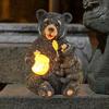 Solar Bear Lamp Figurine Weather-proof Outdoor Garden Yard Pathway Patio Lawn LED Honey Jar Bear Resin Statue Sculpture Decoration Light