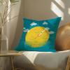 Fun cartoon school patterns for children Cushion Cover Silky elegant Comfort Sofa Bed Invisible zipper Beach pillowcase