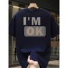 Men's Summer 100 Cotton Fashionable Casual Sports Loose Fashion I'm OK Letter Printed Round Neck Short Sleeved T-shirt Top