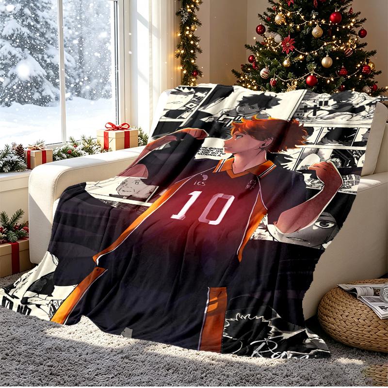 Haikyu Pattern Blanket for Home Decoration, Bed, Sofa, Car Travel, Camping, Suitable for All Seasons, Birthday Christmas Gift