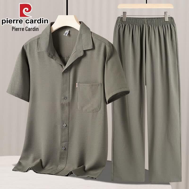Pierre Cardin Мужской летний комплект из ледяного шелка с коротким рукавом и брюками