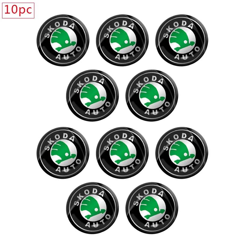 Car Sticker 2025 New 10Pcs Car Logo Car Center ConsoleTrumpet Decoration Sticker For Skoda Octavia Fabia Superb Roomster Kodiaq