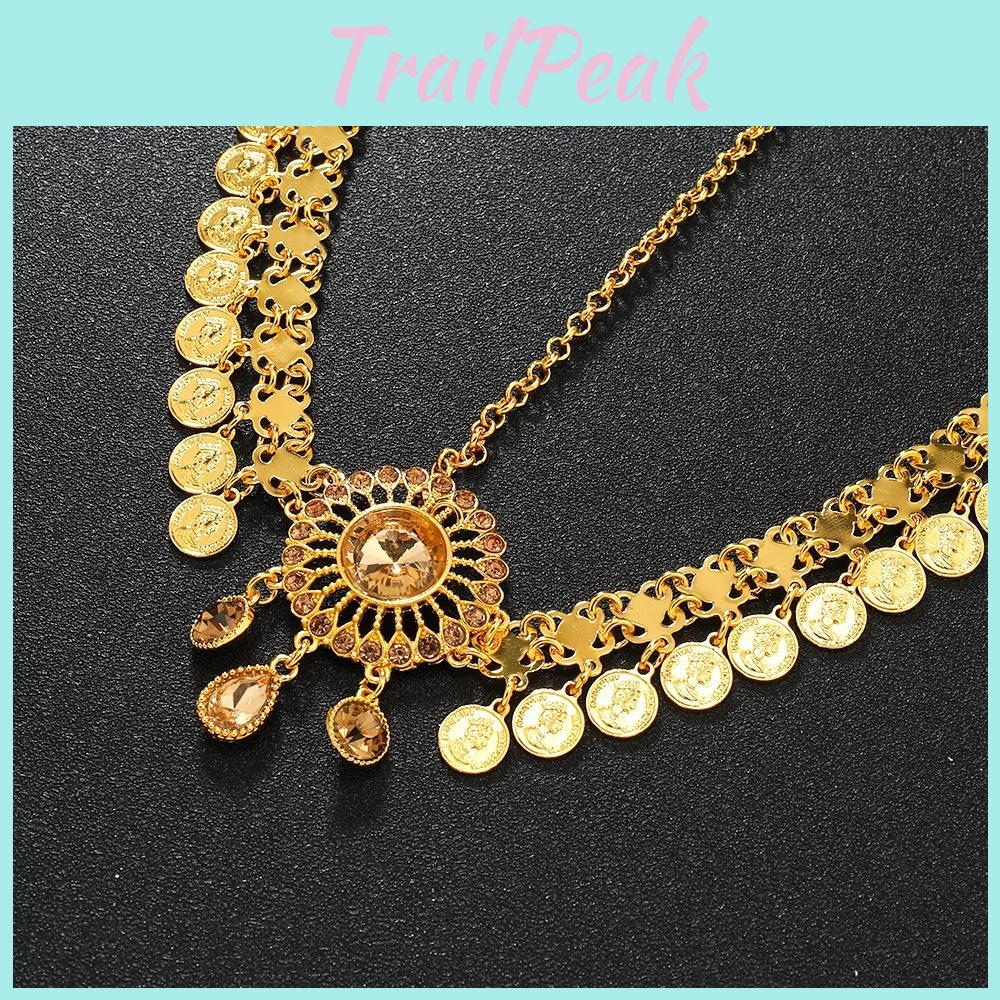 Crystal Elegant Simulation Decoration Gold Women Headwear With Design Tassel