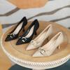 Fine Heeled Single Shoes Women's Fashion 2024 Spring Autumn New Pointed High Heels Metal Buckle Pumps Women Shoes Ladies Shoes