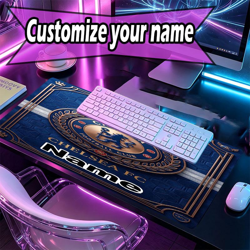 Custom Name Personalized Chelsea Football Club Pattern Mousepad, Laptop PC Desk Mat, Decorative Desk Mat for Home Keyboard Pad Gift