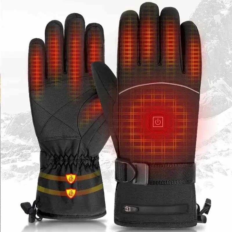 Electric Heated Gloves Winter Gloves Skiing Heated Gloves Waterproof Heated Gloves Touch Screen Motorbike Racing Riding Gloves