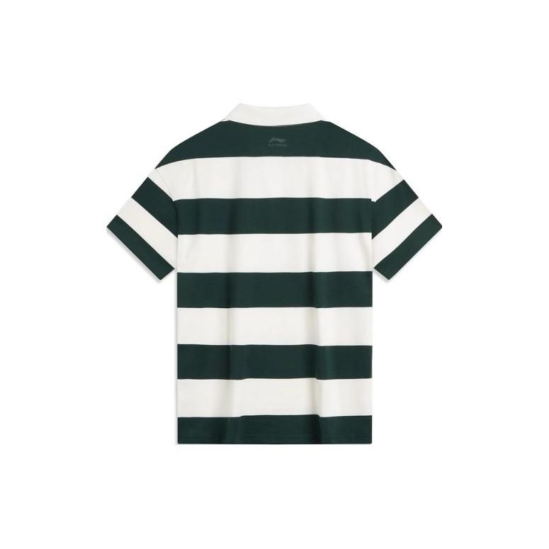 Li-Ning Выходные молодежные повседневные удобные полосатые рубашки поло унисекс рубашки поло ретро-зеленый APLU235-5