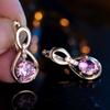1 пара серег золотистого цвета с круглыми розовыми камнями, женские свадебные серьги-капли, ювелирные изделия