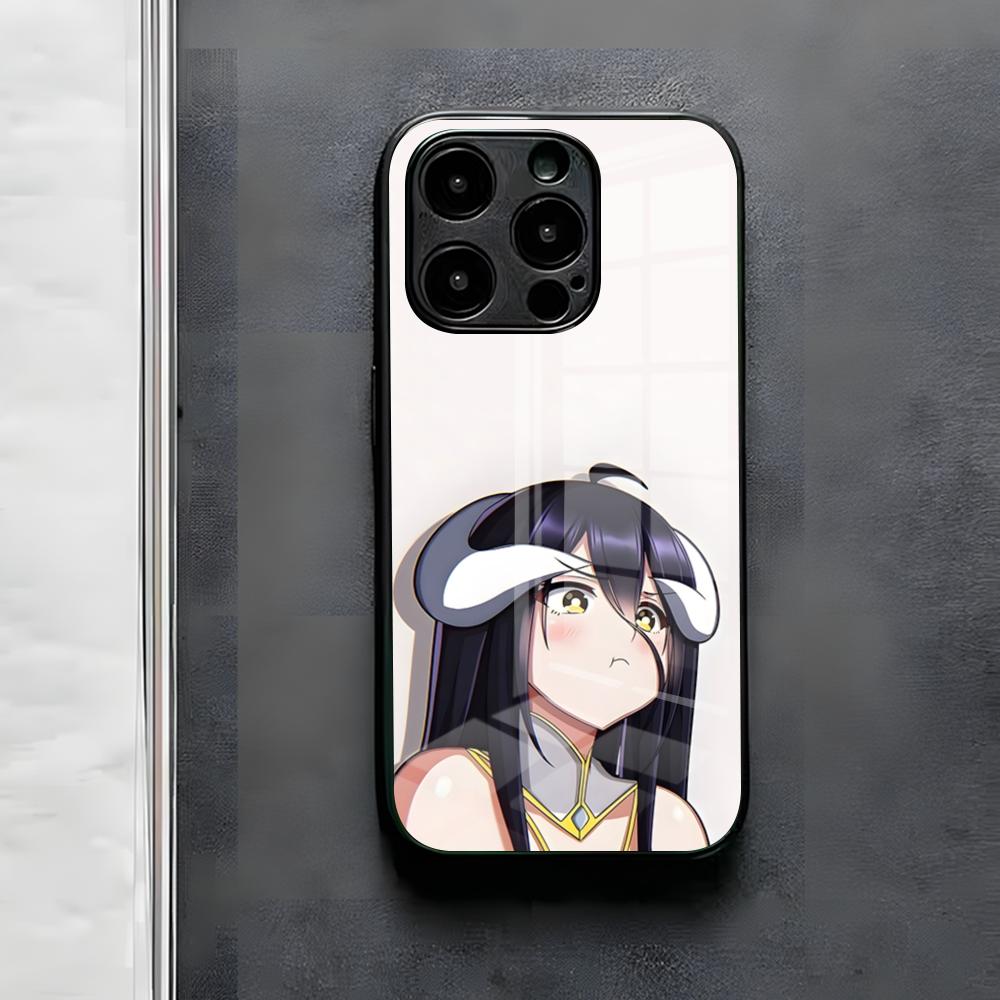 Чехол для телефона Albedo Overlord для iPhone 17 Air 16 E Pro Max 15 14 13 Mini 12 Pro 11 Max Plus Черная стеклянная крышка