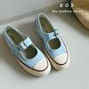 Корейская версия туфель Мэри Джейн на толстой подошве с неглубоким вырезом на одном ремешке женские 2025 лето повседневная спортивная парусиновая обувь с пряжкой на одном ремешке