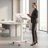 Height Adjustable Standing Desk Mobile Desk With Tiltable Desktop Safety Stopper Wheels White