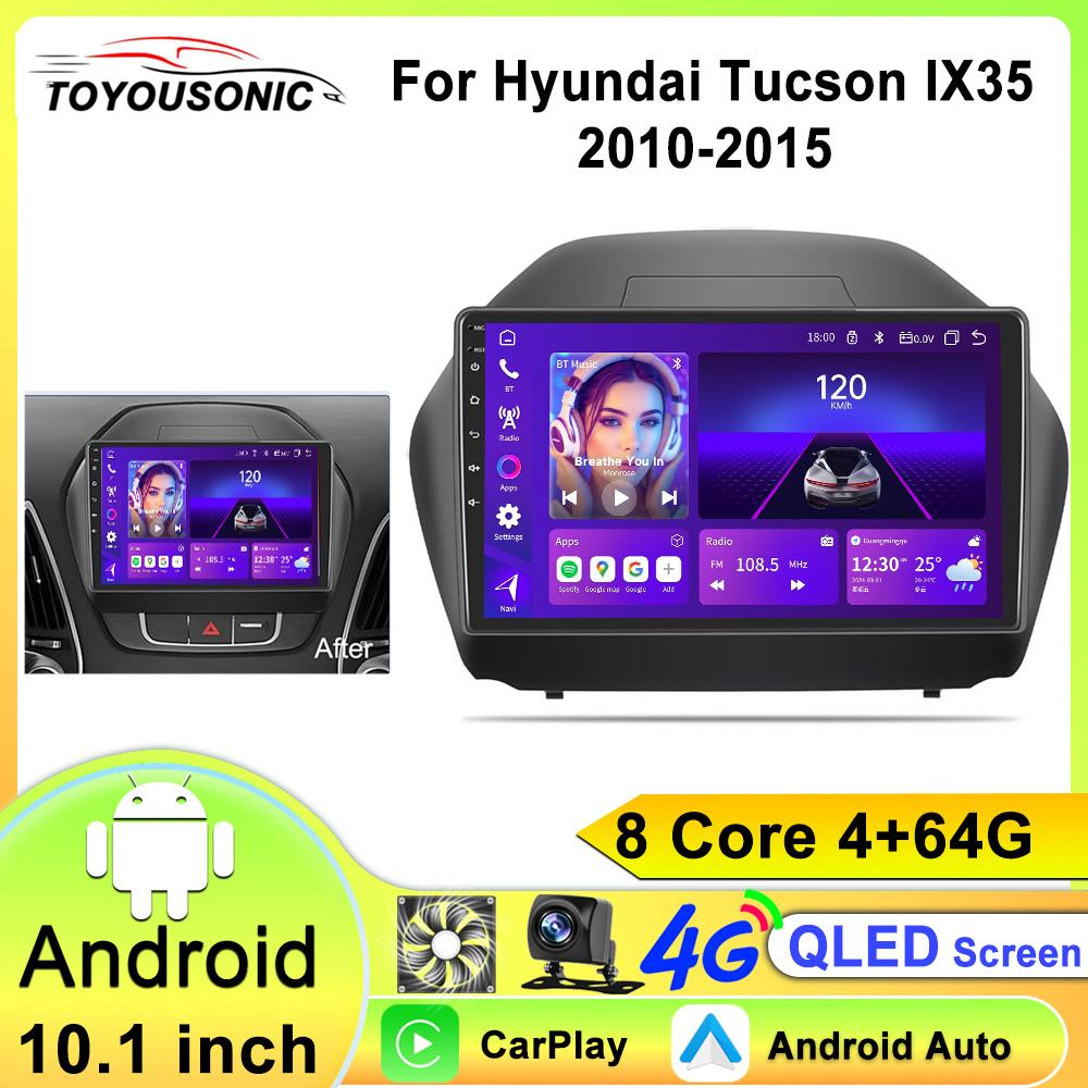 Автомобильное радио для Hyundai Tucson 2 IX35 2010 - 2015 Беспроводная CarPlay Android Auto Интеллектуальные системы 2din WIFI DSP GPS BT