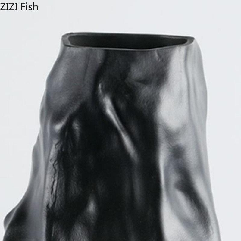 Простая керамическая ваза неправильной формы, украшение стола в гостиной, цветы, цветочная композиция, креативная ваза, ремесла, украшение для дома