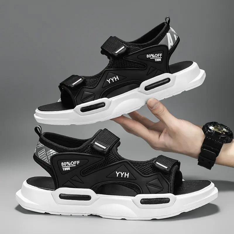 Мягкая нескользящая мужская обувь для отдыха на природе, мужские сандалии, дорогие, купить лето 2024 года, повседневные, с открытым носком, роскошные дизайнерские цветные стили H