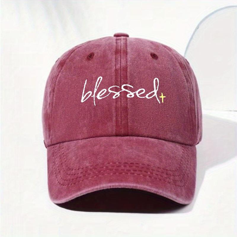 Blessed Embroidered Washed Baseball Cap Adjustable Dad Hat with Curved Brim for Fishing Outdoor Activities Casual Wear Uni