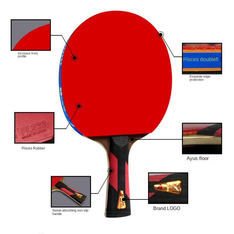 Оригинальная ракетка для настольного тенниса Double Fish Professional Single 7a Рыбы, с длинной/короткой ручкой, семь звезд, атакующие прямые ракетки