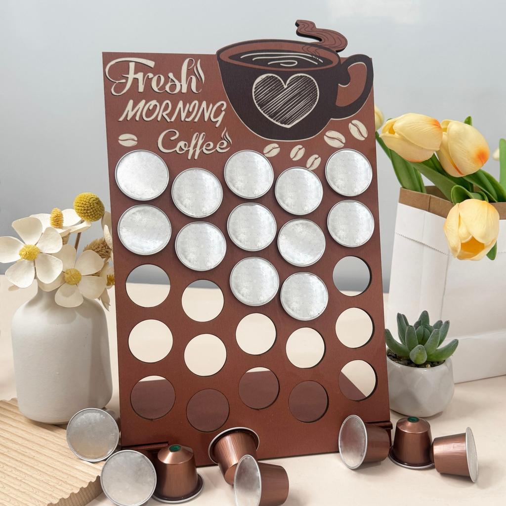 Главная Деревянная подставка для кофе в форме сердца, украшение для кофейного бара, деревянная стойка для хранения кофейных капсул