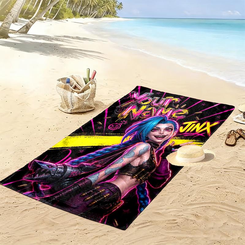 Name Custom jinx Print Beach Towel, Large Soft Quick Dry Towel for Beach Camping Swimming