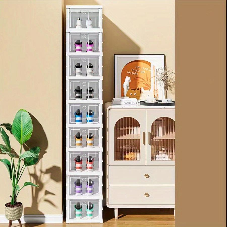 Прозрачный встроенный шкаф для обуви, не требующий установки, современная и простая пластиковая полка для хранения обуви, складная коробка для обуви